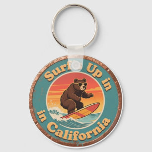 Porte-clés Vintage California Surf's Up Ours en train de surf
