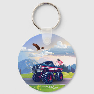 Porte-clés Vintage, camion monstre américain