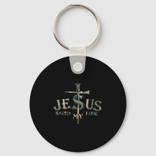 Porte-clés Vintage Camo Jésus Croix Christ J'Ai Sauvé Ma Vie