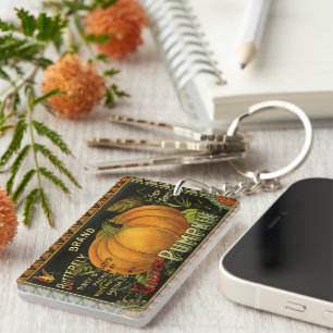 Porte-clés Vintage Can Étiquette Art, Papillon Citrouille Vég