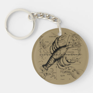 Porte-clés Vintage Cancer Constellation Map Hevelius 1690