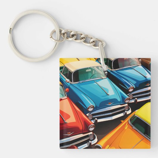 Porte-clés Vintage Cars Pattern (Devant)