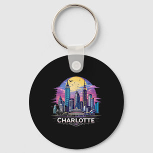 Porte-clés Vintage Charlotte North Carolina Sunset Skyline Ci