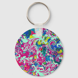 Porte-clés Vintage coloré fleuri abstrait