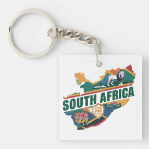 Porte-clés Vintage Élégant Afrique du Sud Voyage Souvenir