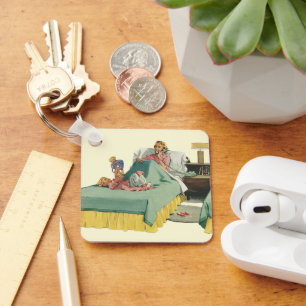 Porte-clés Vintage Family Serving Mom Petit déjeuner en Bed