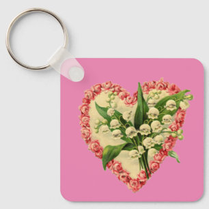 Porte-clés Vintage Floral Heart Keychain