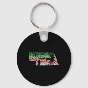 Porte-clés Vintage Grande Truite Arc-en-ciel du Nebraska Cart