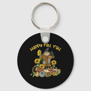 Porte-clés Vintage Happy Fall Y'all Scarecrow Thanksgiving Ha