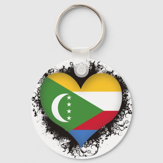 Porte-clés Vintage I Love Comoros (Recto)