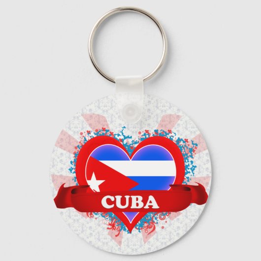Porte-clés Vintage I Love Cuba (Recto)