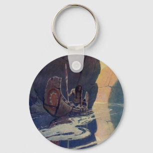 Porte-clés Vintage Indian Canoe Paddling