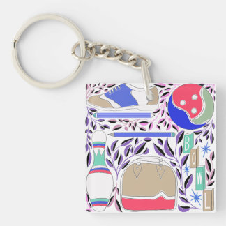 Porte-clés Vintage Inspiré Folk Art Bowling Pin et sac