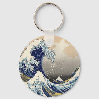 Porte-clés vintage japonais art paysage océanique grande vagu