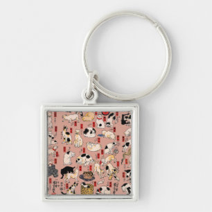 Porte-clés Vintage japonais motif de chat Ukiyo-e : Kuniyoshi