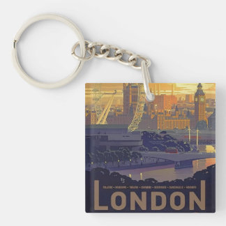 Porte-clés Vintage Londres Big Ben Parlement Thames River