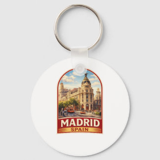 Porte-clés Vintage Madrid Spain Travel Poster Style Design