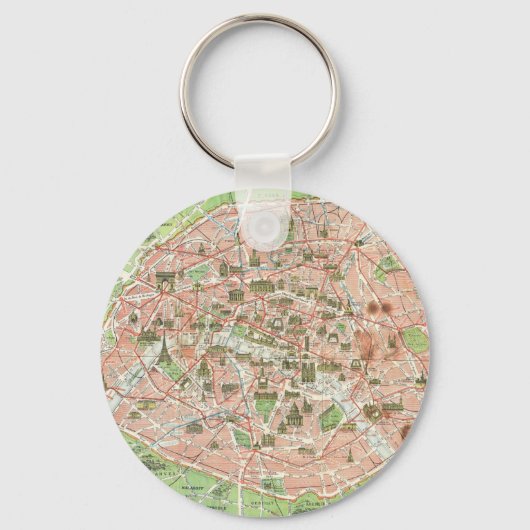 Porte-clés Vintage map of Paris (Recto)