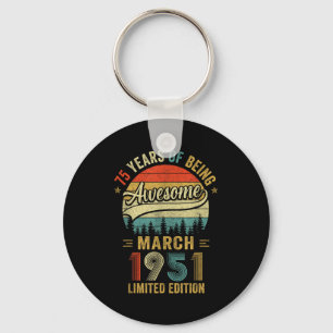 Porte-clés Vintage mars 1951 Ancien 75e anniversaire Hommes F