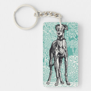 Porte-clés Vintage Moriz Jung Greyhound Art Fond Sarcelle
