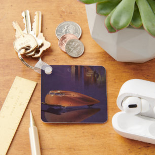 Porte-clés Vintage Motor Magazine Cover, Futuristic City Car