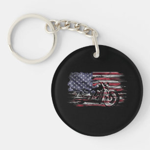 Porte-clés Vintage Motorcycle USA Drapeau Retro Biker, Motorc
