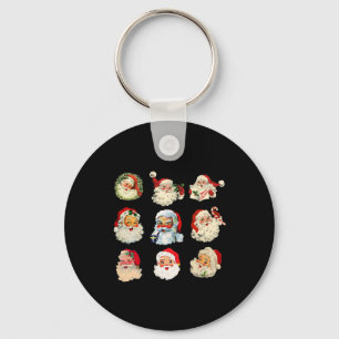 Porte-clés Vintage noël santa claus visage fun vieux mode