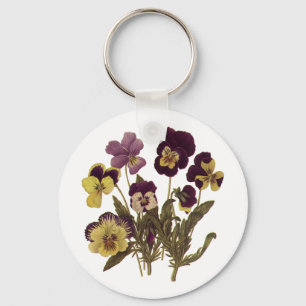 Porte-clés Vintage Pansies in Bloom, Floral Garden Flowers