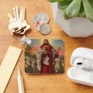 Porte-clés Vintage Religion, Christ le Bon Berger Troupeau