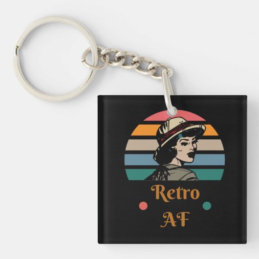 Porte-clés Vintage "Retro AF" Funky Rainbow (Devant)
