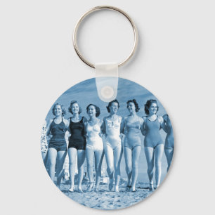 Porte-clés Vintage Retro Femmes Kitsch Surfing Beach Nuts