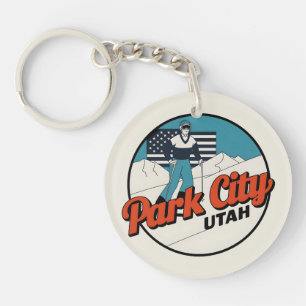 Porte-clés Vintage Retro Park City Utah Mountain cadeaux
