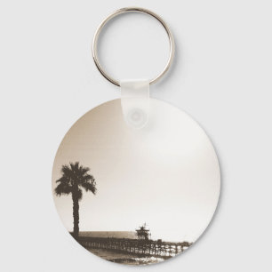 Porte-clés vintage retro san clemente pier california sepia