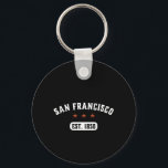Porte-clés Vintage Retro San Francisco City Californie États-<br><div class="desc">Marchandises de la ville de San Francisco de style vintage et rétro pour ceux qui vivent dans cette ville, originaire de Californie, citoyen fier et résident de cet endroit spécial appelé la maison. Marchandises cool avec soixante-dix vibe. Un souvenir parfait pour les touristes en vacances, voyageant aux Etats-Unis. Grand cadeau...</div>