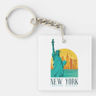 Porte-clés Vintage Rétro Skyline de New York
