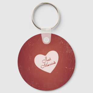 Porte-clés Vintage Retro Style Just Married On Antique Red