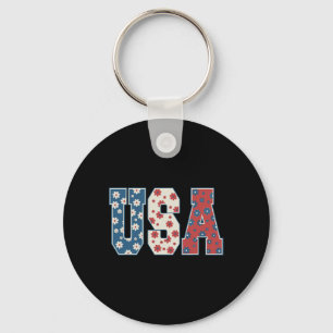 Porte-clés Vintage Retro Usa 4 juillet Patriotic Daisy Flux