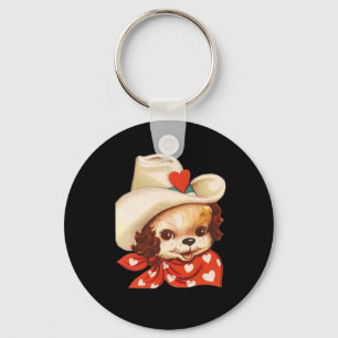 Porte-clés Vintage Retro Valentine's Day Chien chiot Valentin