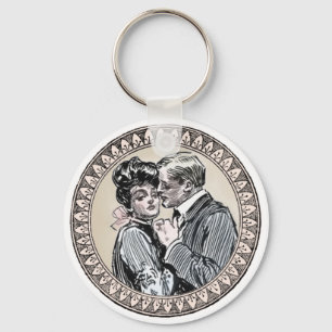 Porte-clés Vintage Romance Couple : Antique Rose Girly Love