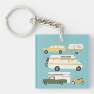 Porte-clés Vintage RV Van Motorhome Campervan Truck Trailer