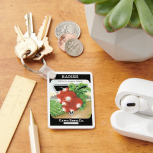 Porte-clés Vintage Seed Packet Étiquette Art, Radis Scarlet