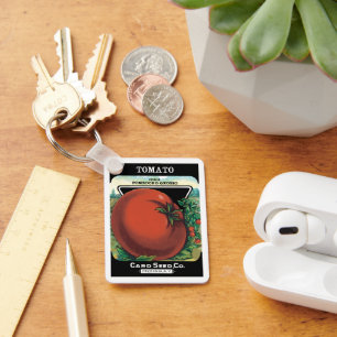 Porte-clés Vintage Seed Packet Label Art, Tomato Pomodoro