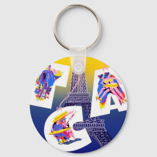 Porte-clés Vintage Tour Eiffel Paris Air Travel Publicité