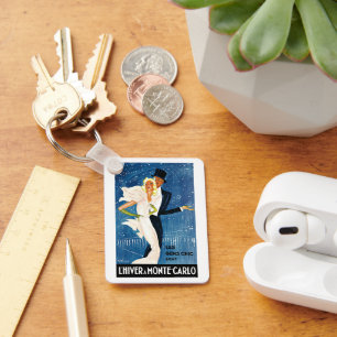 Porte-clés Vintage Travel, Love Romance Winter in Monte Carlo