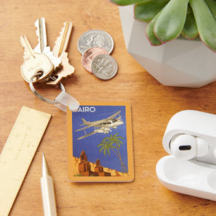 Porte-clés Vintage Travel to Cairo, Eygpt, Biplane Airplane