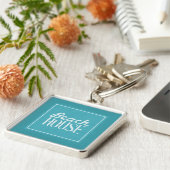 Porte-clés Vintage Turquoise Blue Beach House (Côté)