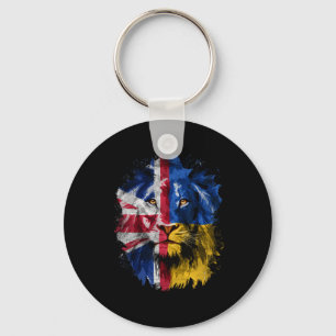 Porte-clés Vintage Uk Et Drapeau Ukraine Lion Visage Ukrainie