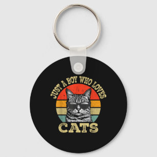 Porte-clés Vintage Un Garçon Qui Aime Les Chats Garçon Enfant