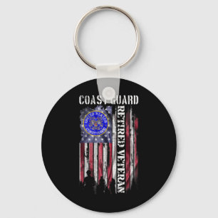 Porte-clés Vintage Usa American Flag Coast Guard Proud retire