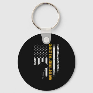 Porte-clés Vintage USA American Flag Coolest Anglais Bulldog
